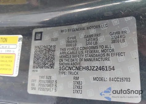 2018 Chevrolet Silverado 1500 Ls z USA, uszkodzony, nr VIN 1GCNCNEH8JZ246154